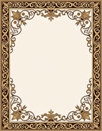 Ornate Scrollwork Floral Frame Design Rug