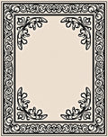 Ornate Black Floral Scrollwork Rug