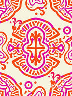 Vibrant Hot Pink Orange Abstract Pattern Rug