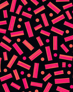 Vibrant Pink Orange Rectangle Circles Rug
