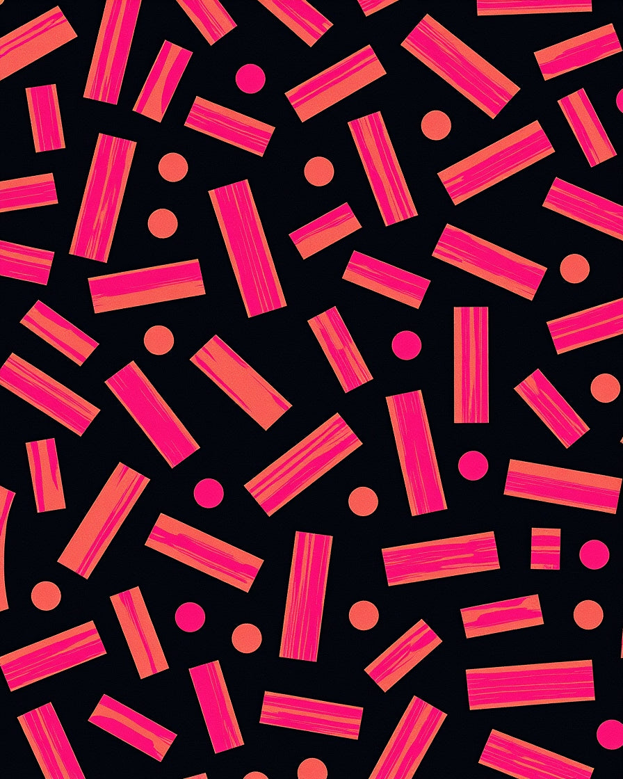 Vibrant Pink Orange Rectangle Circles Rug