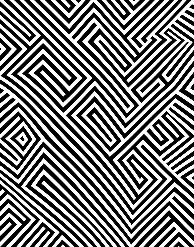 Stripe Geometric Maze Pattern Rug
