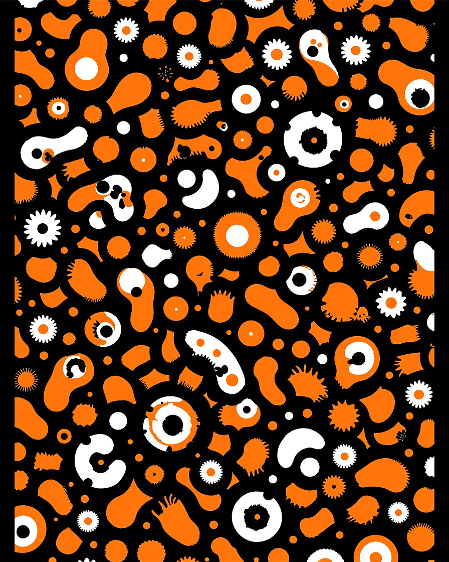 Abstract Orange White Forms Pattern Rug