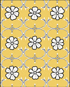 Classic Yellow Floral Silhouette Rug