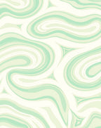 Flowing Swirls Green Cream Pattern Rug
