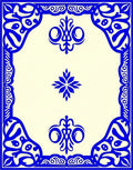 Ornate Blue Scrollwork Ivory Rug