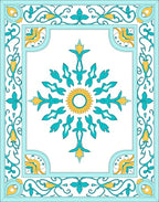 Aqua Yellow Floral Mandala Design Rug
