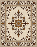 Ornamental Floral Medallion Border Rug