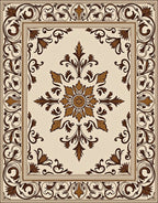 Ornamental Floral Medallion Border Rug
