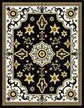 Classic Black and Gold Floral Motif Rug