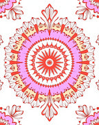 Vibrant Pink Red Floral Mandala Pattern Rug