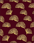 Gold Fan Patterned Burgundy Rug