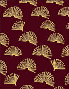 Gold Fan Patterned Burgundy Rug