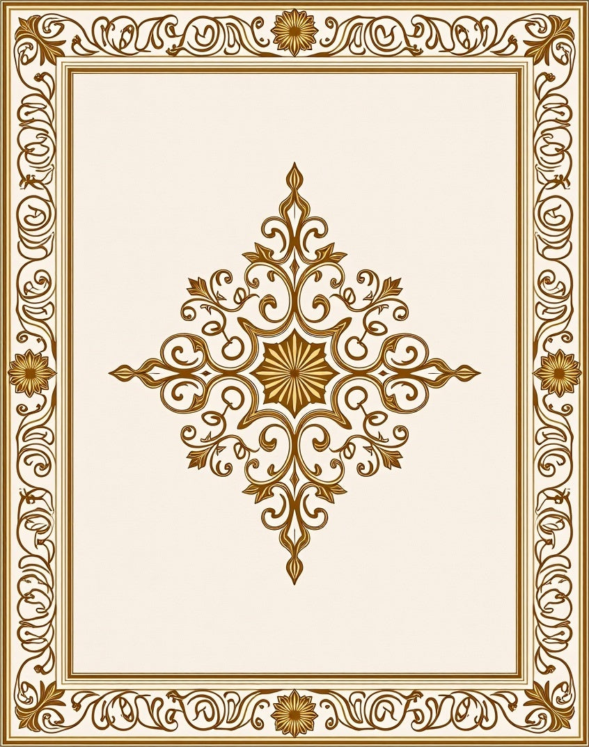 Ornate Scrollwork Medallion Pattern Rug