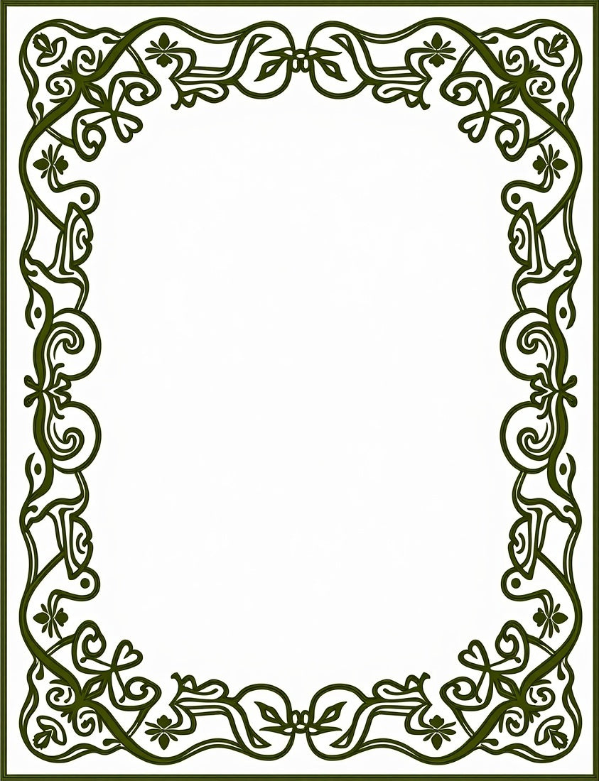 Art Nouveau Floral Scroll Vine Border Rug