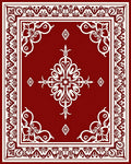 Elegant Red White Floral Border Design Rug