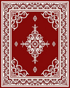 Elegant Red White Floral Border Design Rug