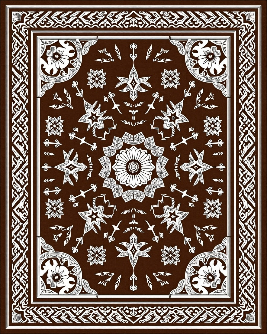 Intricate Floral Star Pattern Rug