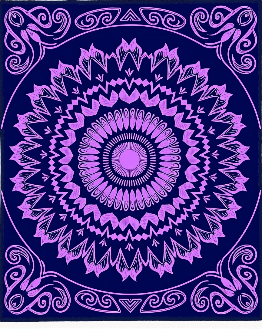 Elegant Purple Mandala Floral Design Rug