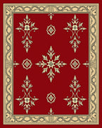 Red Floral Medallion Cream Border Rug