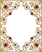 Ornate Gold Floral Border Design Rug
