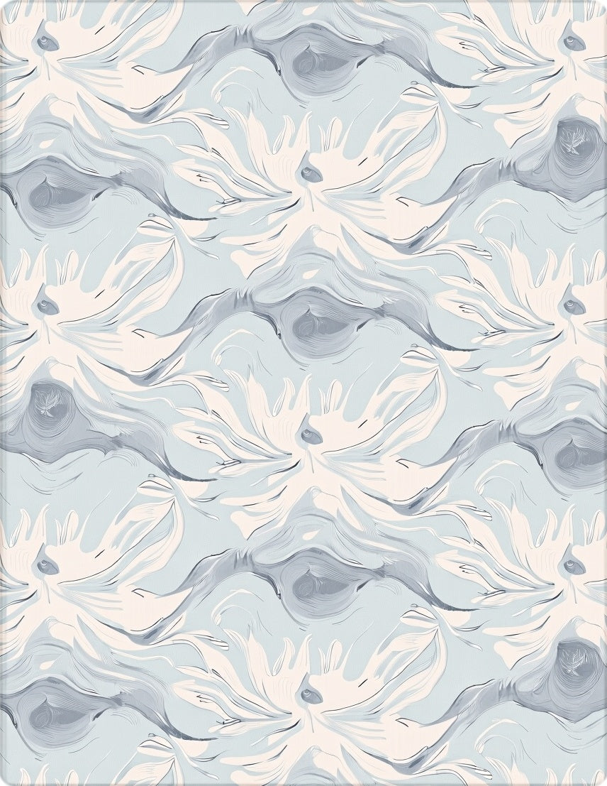 Flowing Petal Pattern Light Blue Rug