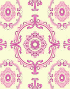Pink Floral Baroque Pattern Rug
