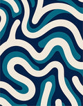 Deep Blue Abstract Swirl Pattern Rug