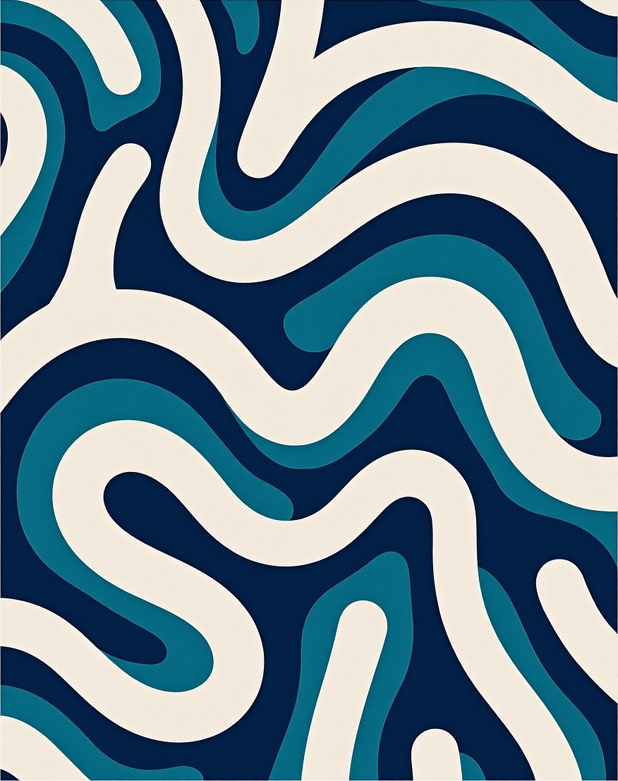 Deep Blue Abstract Swirl Pattern Rug