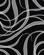 Black White Abstract Swirl Ribbons Rug