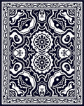 Dark Indigo White Symmetric Medallion Design Rug