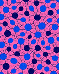 Vibrant Pink Blue Circle Pattern Rug