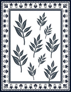 Dark Leaf Branch Patterned Statement Rug