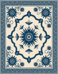 Ornate Blue Floral medallion Pattern Rug