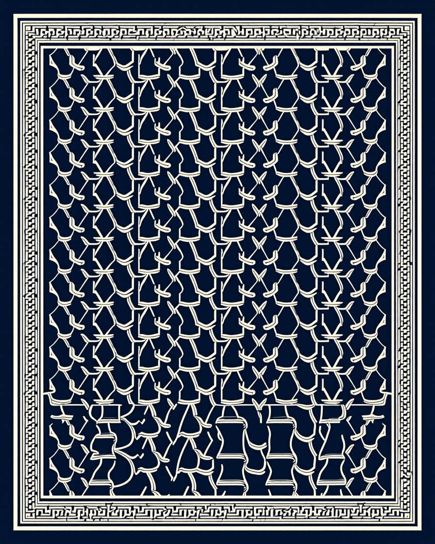 Abstract Geometric Bamboo Pattern Rug