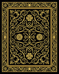 Elaborate Golden Floral Filigree Design Rug