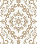 Elegant Floral Scrollwork Brown Tan Pattern Rug