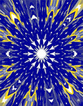 Radiant Sunburst Pattern Blue Yellow Rug