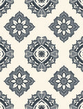 Ornate Gray Floral Medallion Pattern Rug