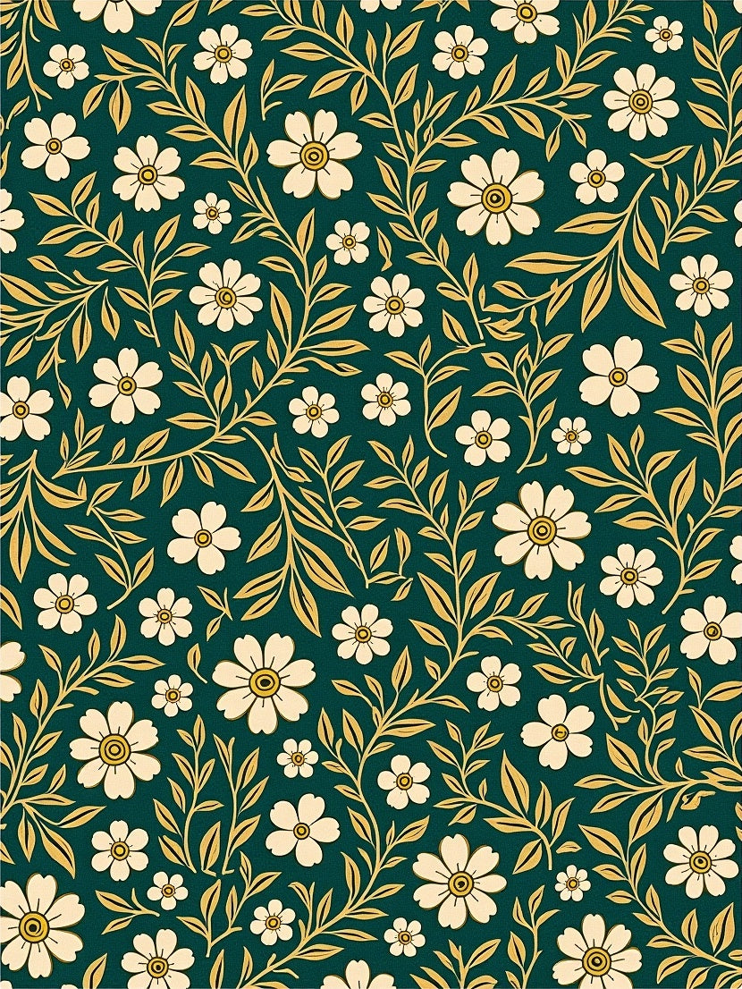 Vintage Floral Vine Pattern Tile Rug