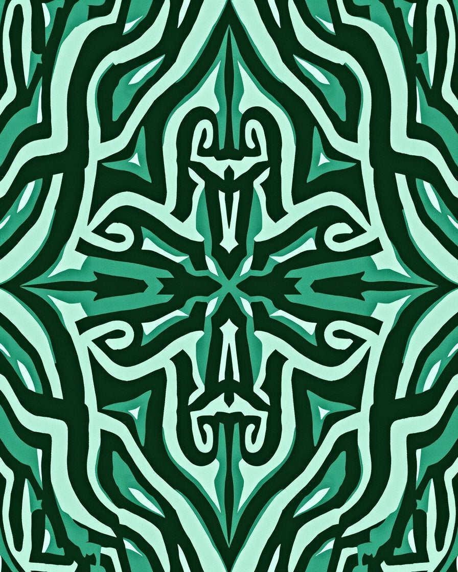 Teal Abstract Symmetry Pattern Rug