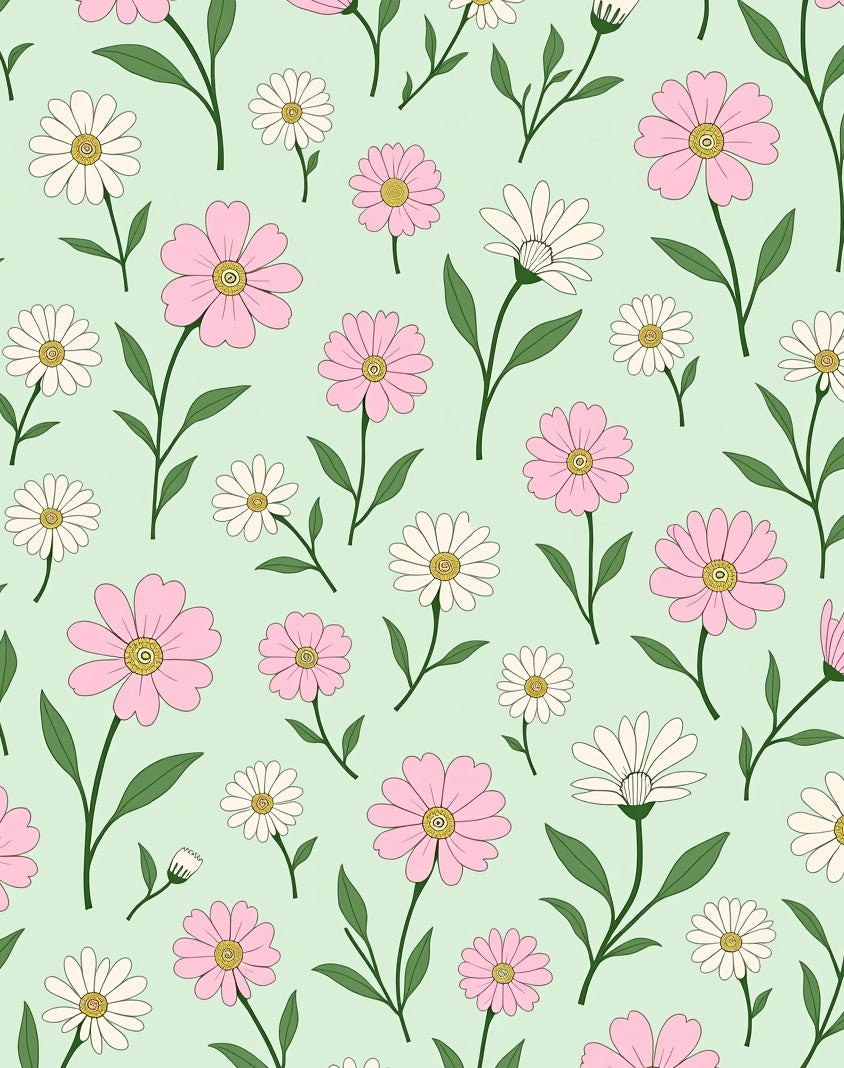 Pink White Flower Garden Pattern Rug