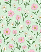 Pink White Flower Garden Pattern Rug