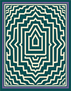 Intricate Teal Cream Geometric Pattern Rug