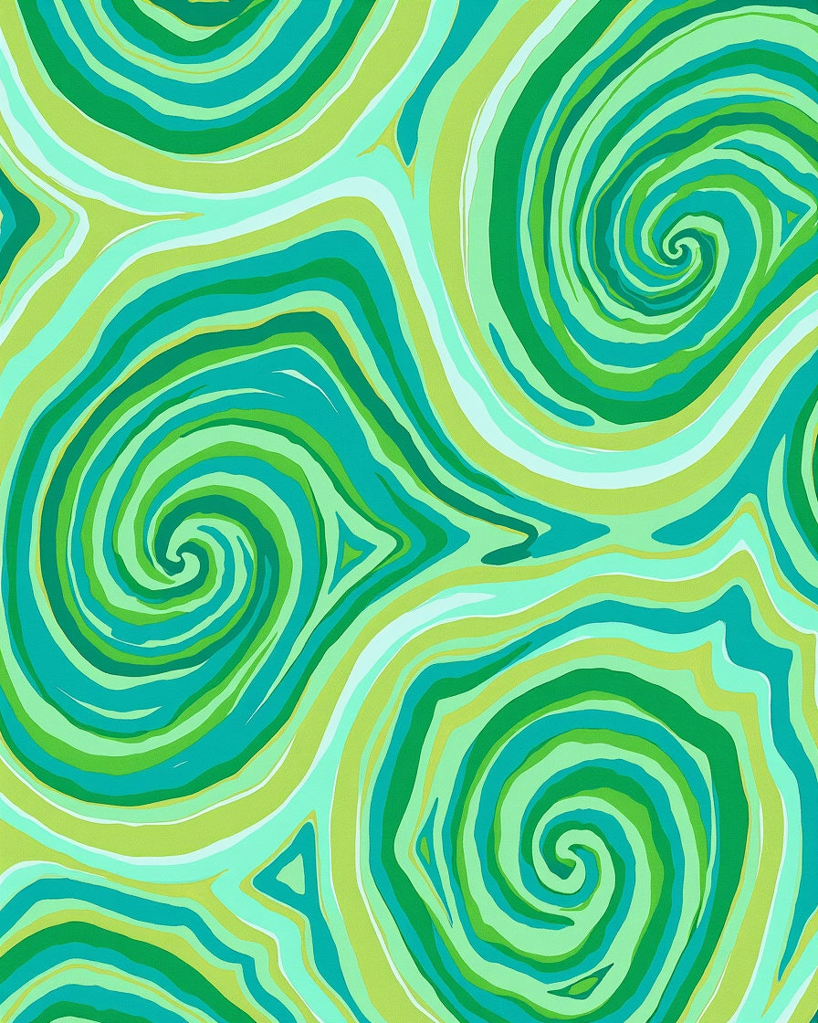 Green Swirling Abstract Pattern Rug