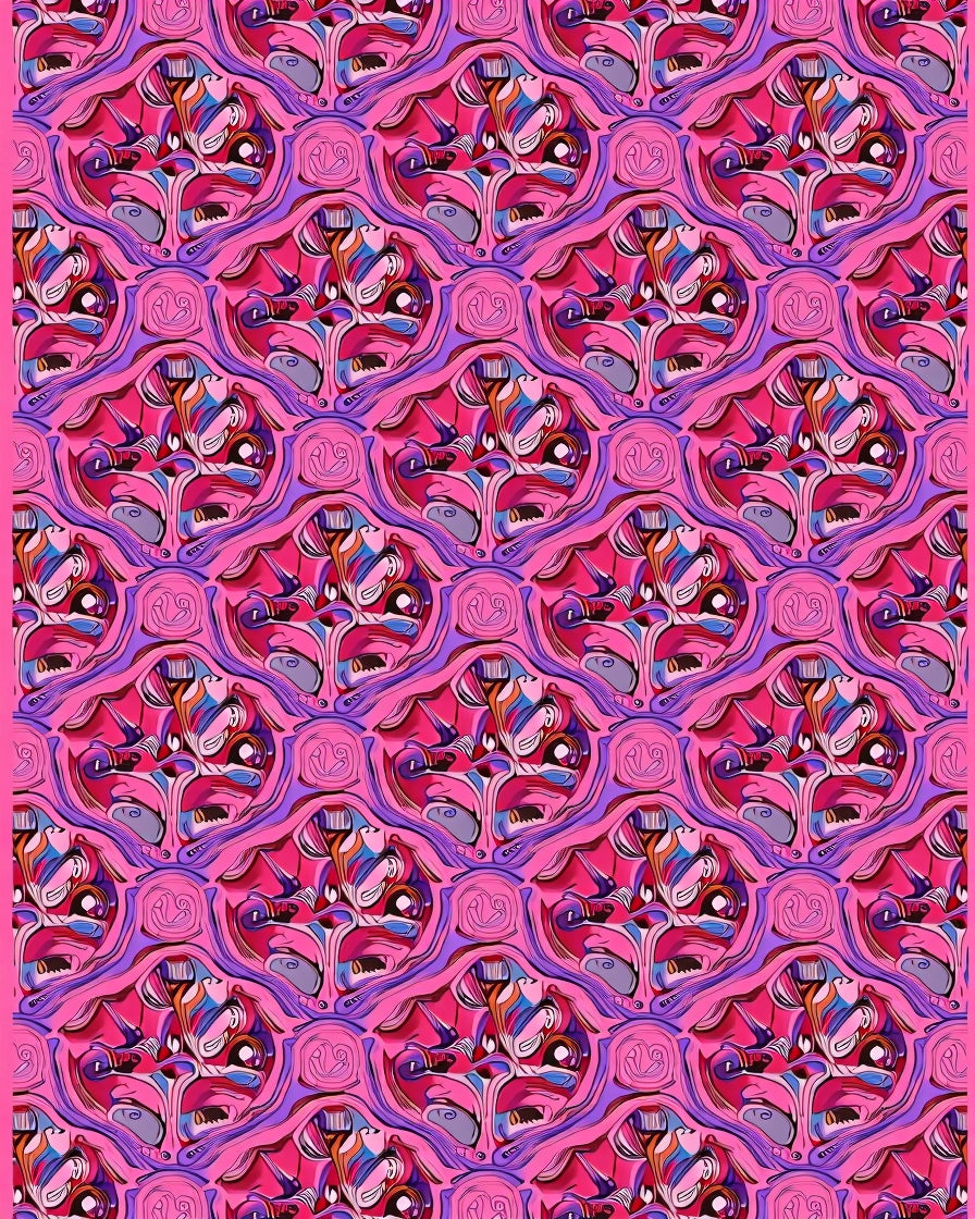 Abstract Swirls Geometric Pink Pattern Rug