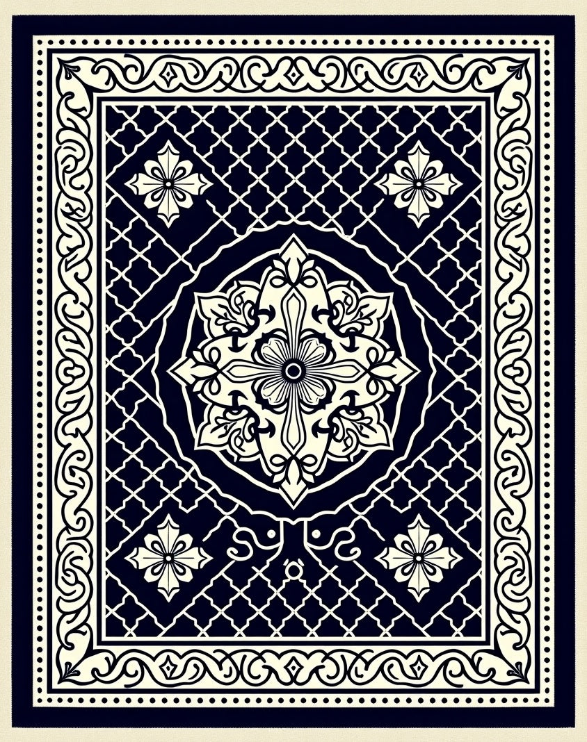 Intricate Floral Lattice Design Rug