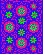 Retro Floral Swirl Design Rug