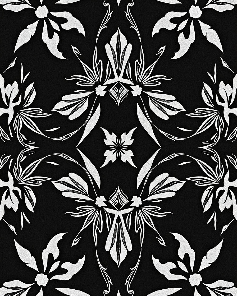 Monochromatic Floral Swirl Pattern Design Rug