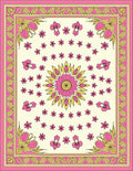 Pink Gold Floral Medallion Pattern Rug